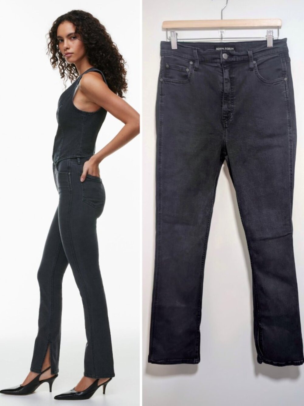 Aritzia Denim Forum | The Lola Split Hi-Rise Skinny Jean In Black